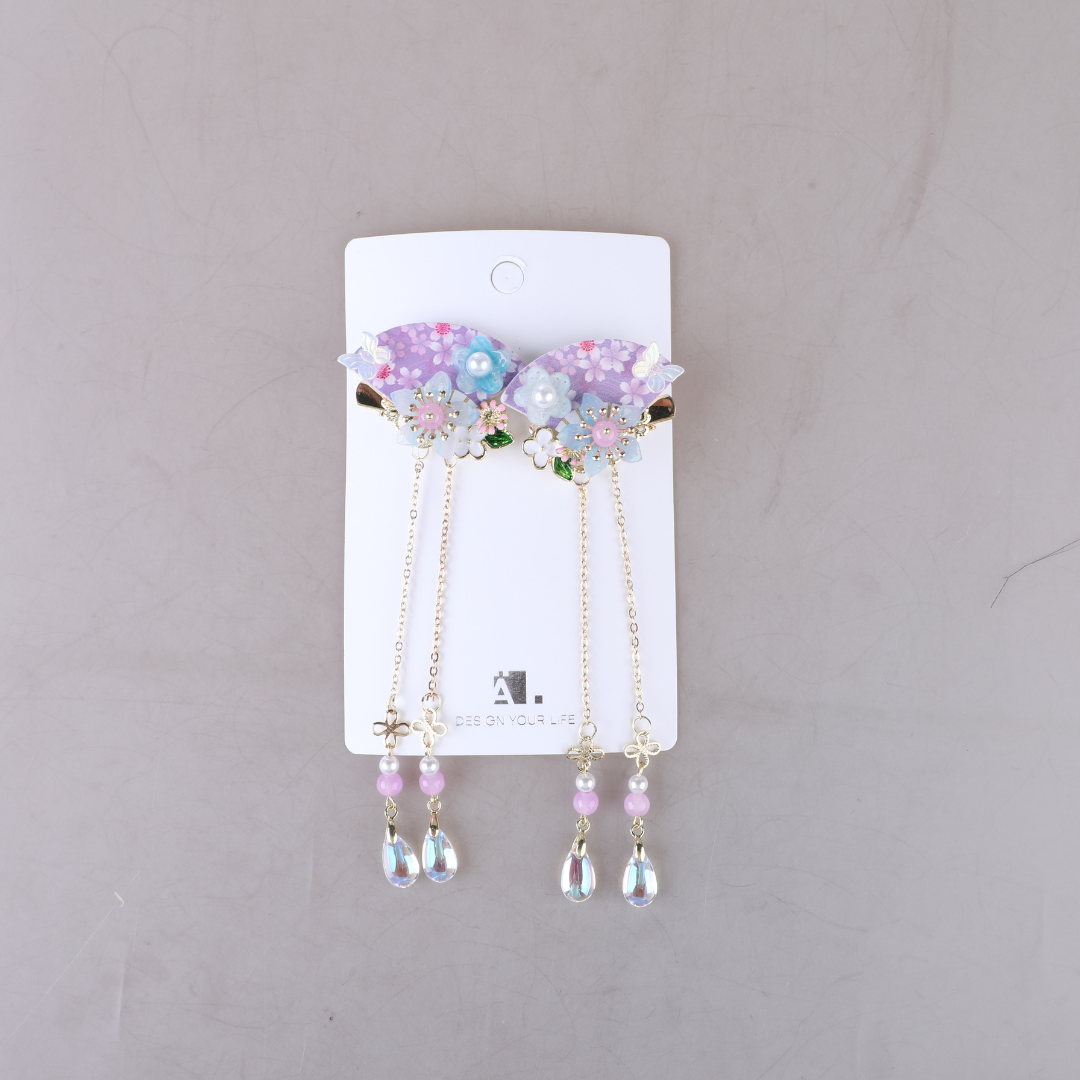 Cute Fan Tassels Pendant Hair Clip Set
