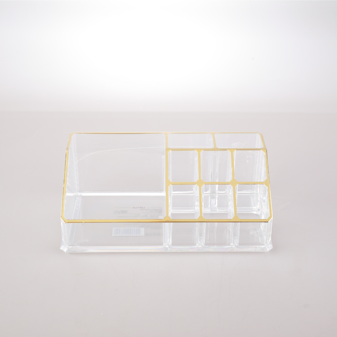 Cosmetics Organiser with Gold Rim