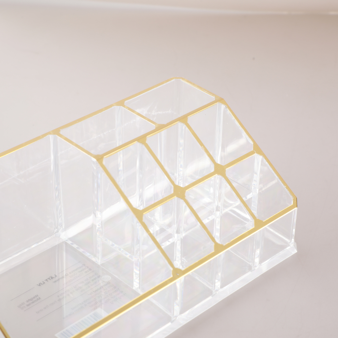 Cosmetics Organiser with Gold Rim