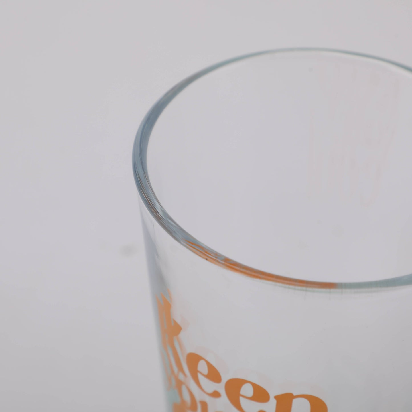 Green Bottom Glass Tumbler with Letters in Orange