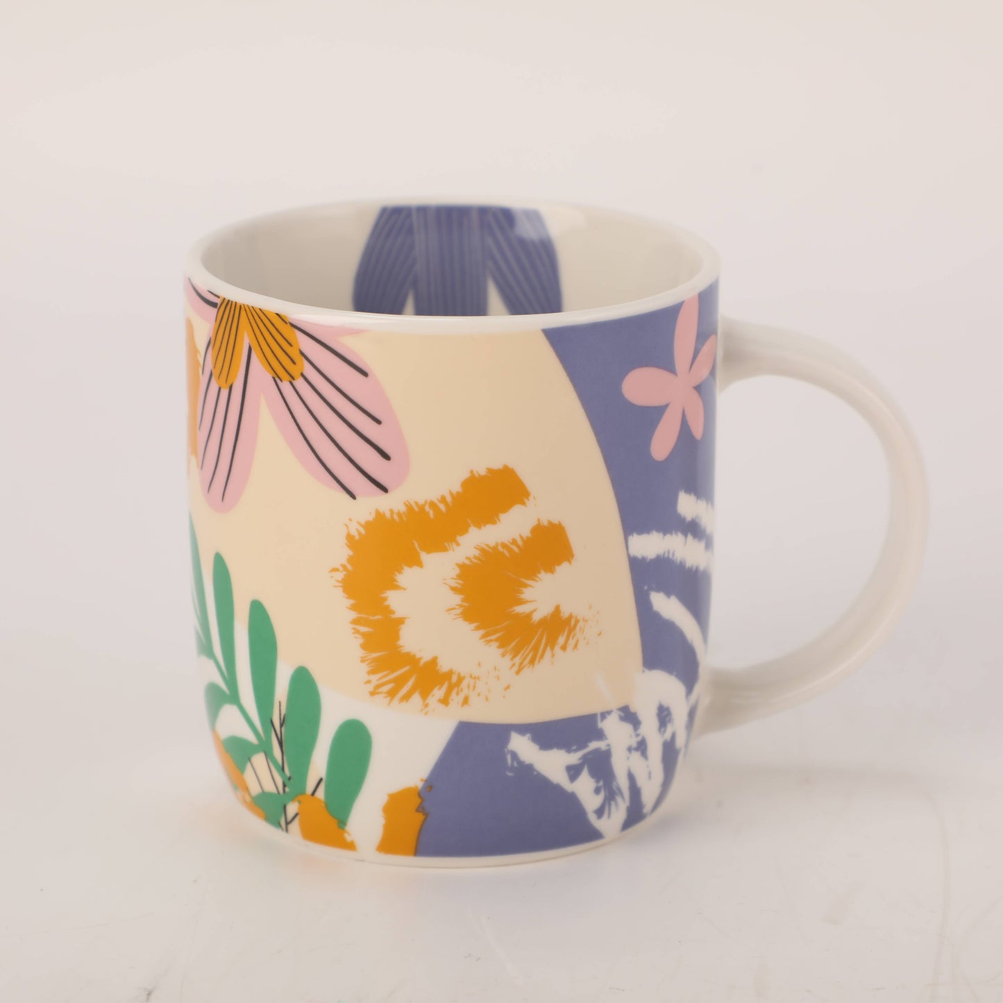 Ceramic Mug with Geometric Flower - Purple