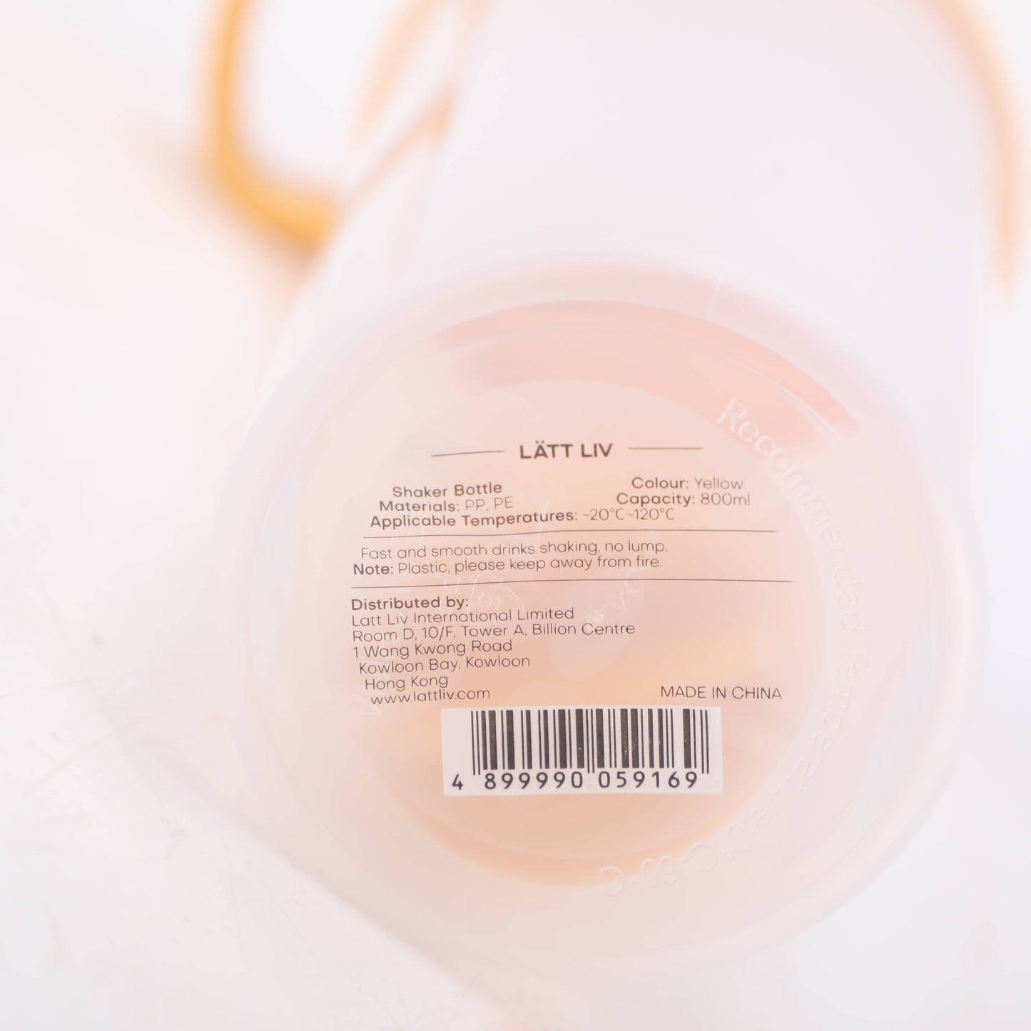 800ML Shaker Bottle - Yellow