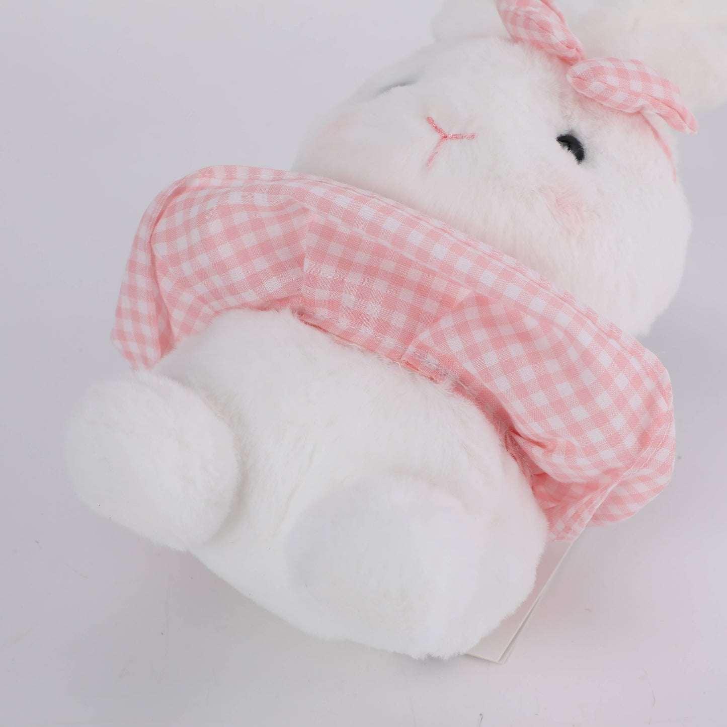 Stuffed Toy - White Rabbit with Checked Dress
