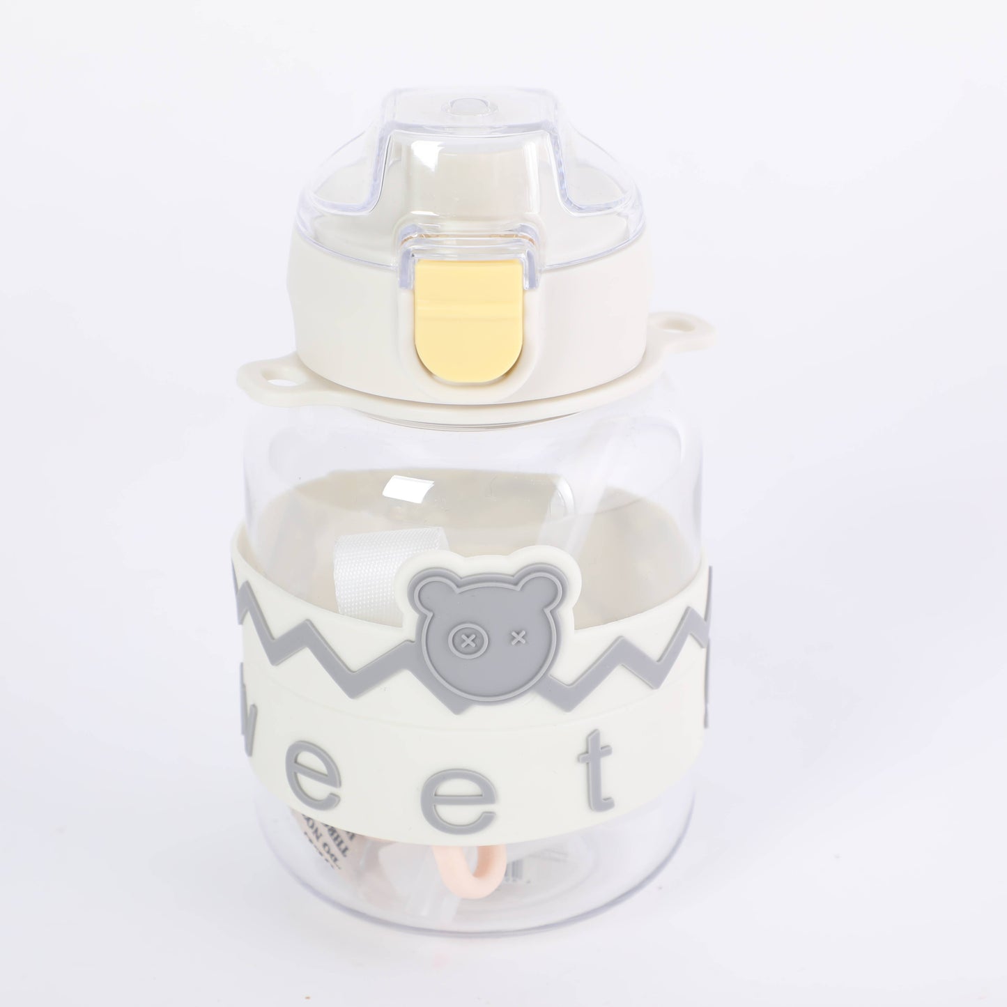 White Strap Water Bottle with Straw