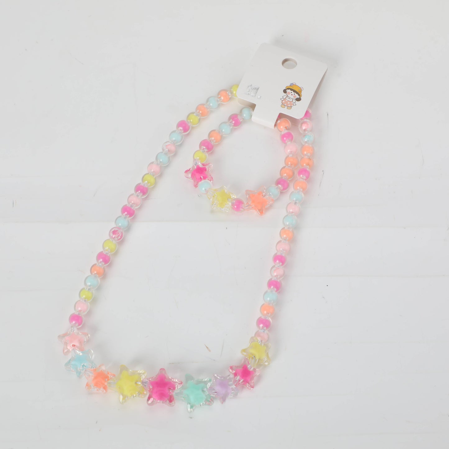 Star Children's Beads Necklace & Bracelet Set - Colourful