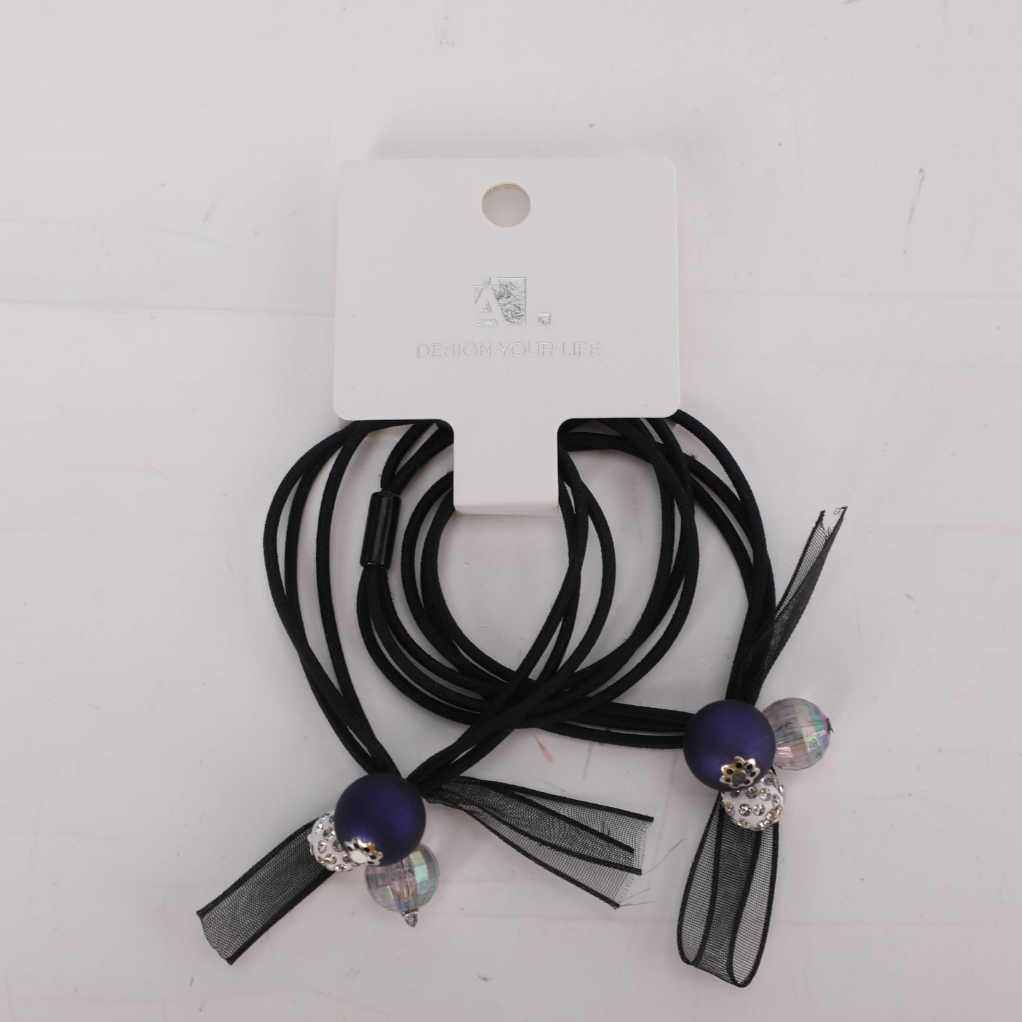 Stylish Crystal & Ball Hair Tie - 3 Pcs