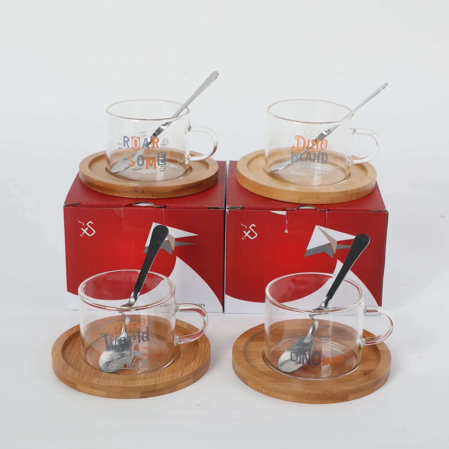 Glass Coffee Cup with Spoon & Saucer