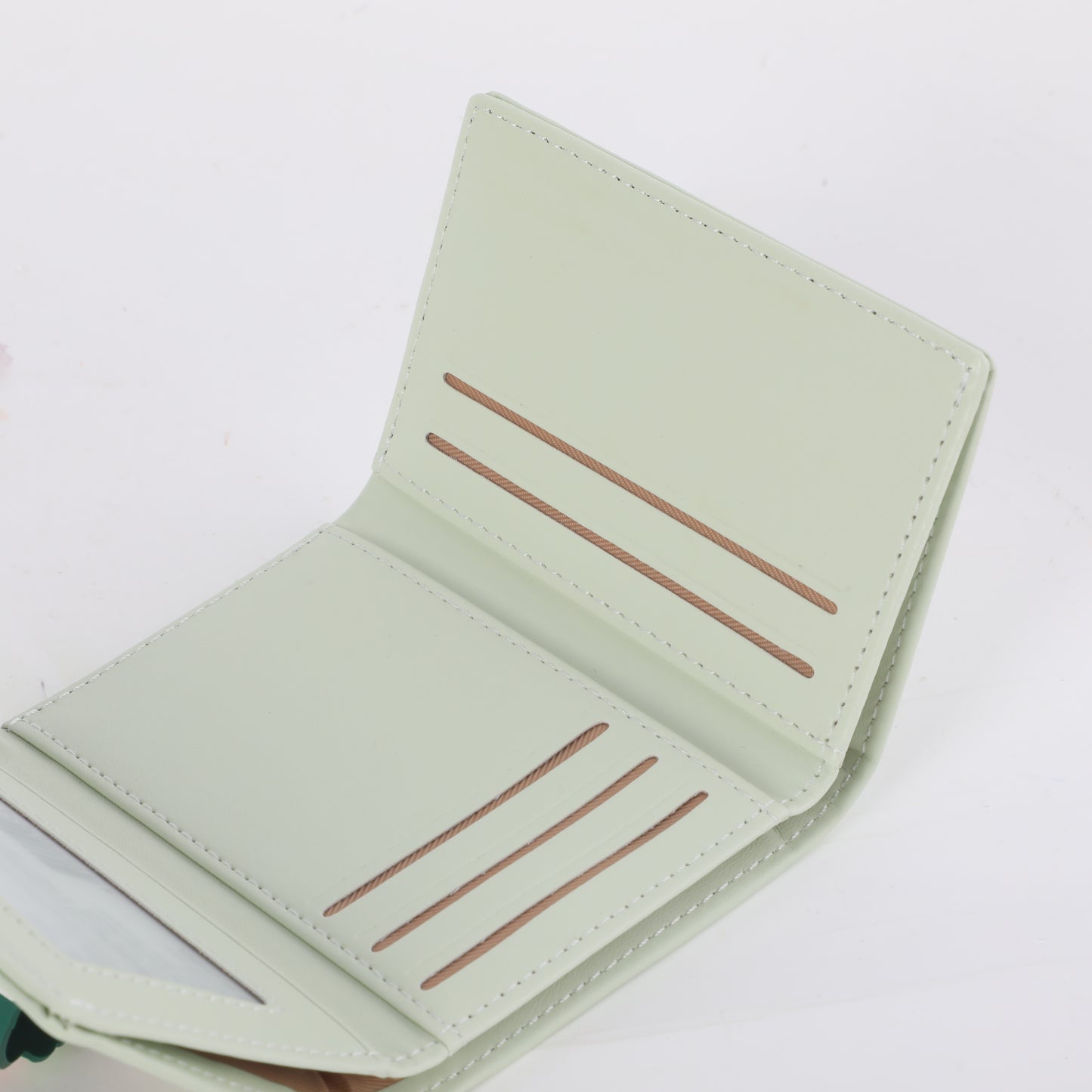 Slide Decor Silk Screen Printing 3-folding Women's Wallet - Green
