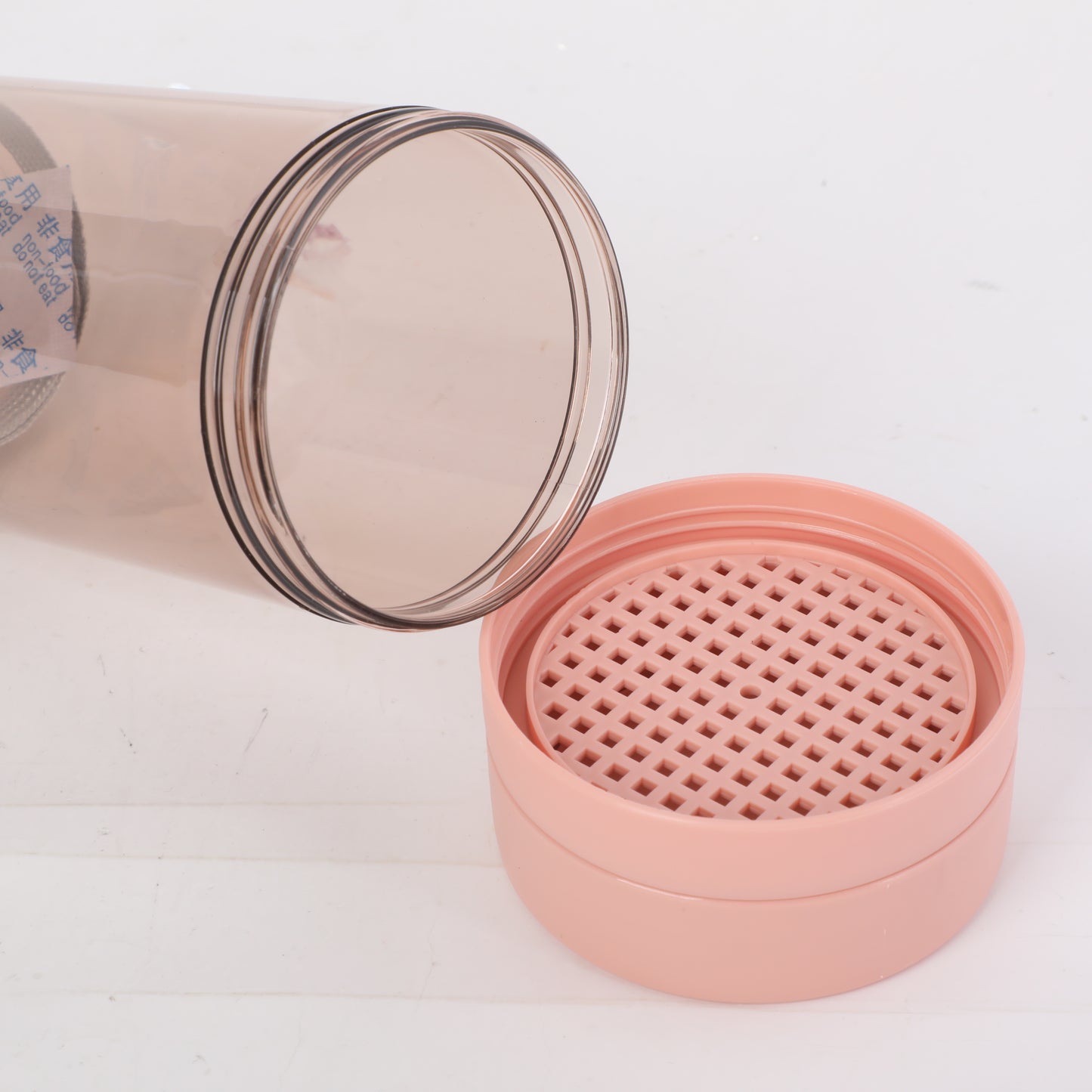 Plastic Water Bottle with Tea Strainer - S - Pink