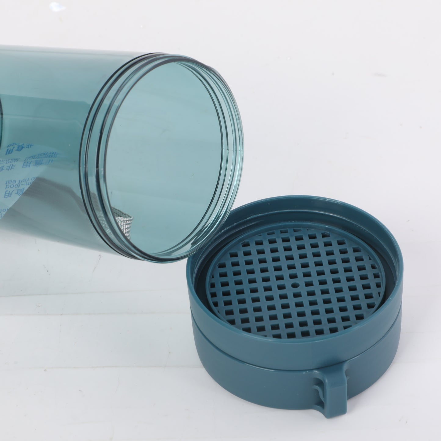 Plastic Water Bottle with Tea Strainer - S - Blue