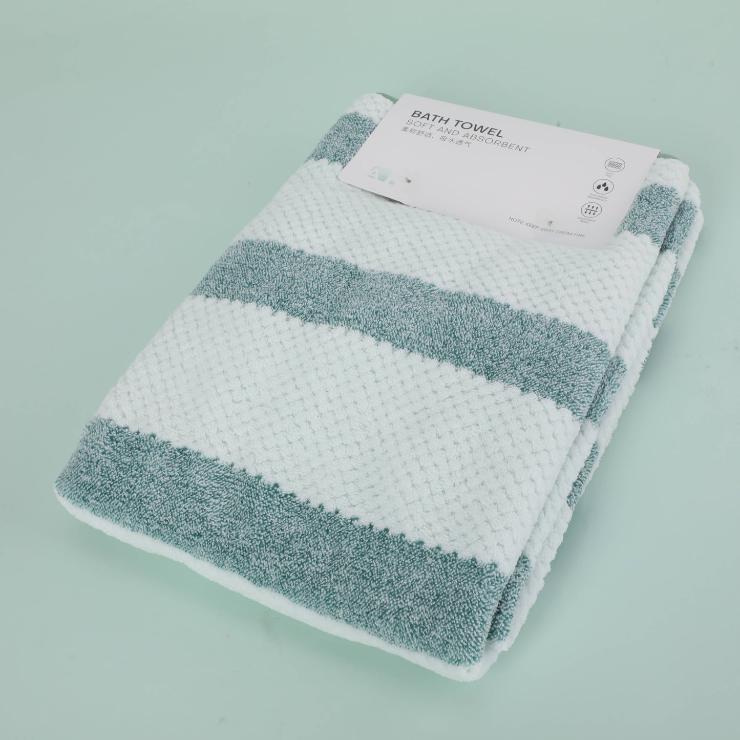 Skin Friendly Pineapple Grain Stripes Bath Towel - Green