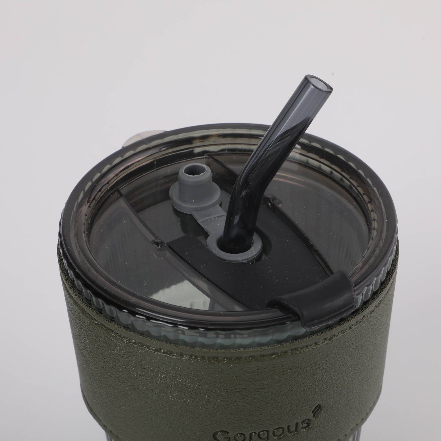 Vertical Stripes Bamboo Joint Glass Tumbler - Dark Green