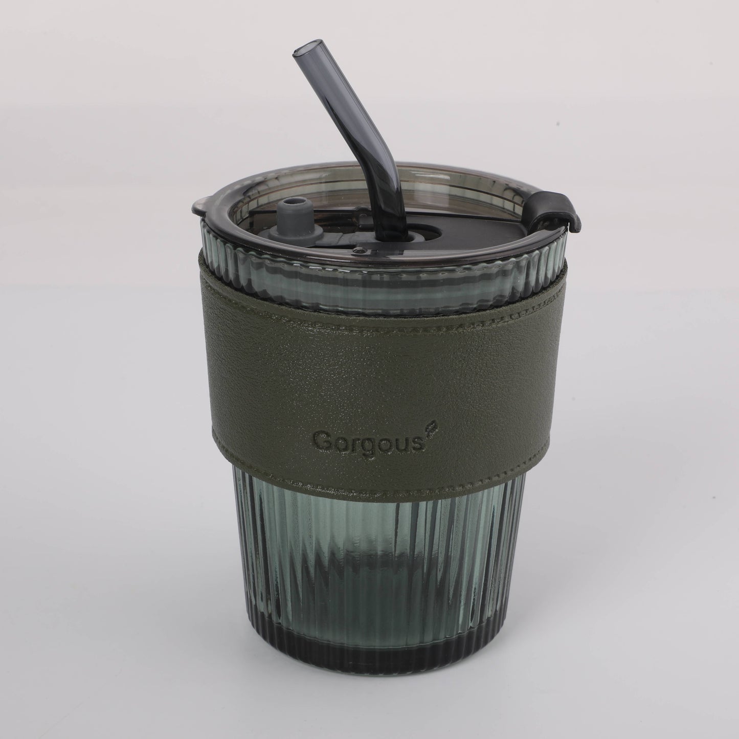 Vertical Stripes Bamboo Joint Glass Tumbler - Dark Green