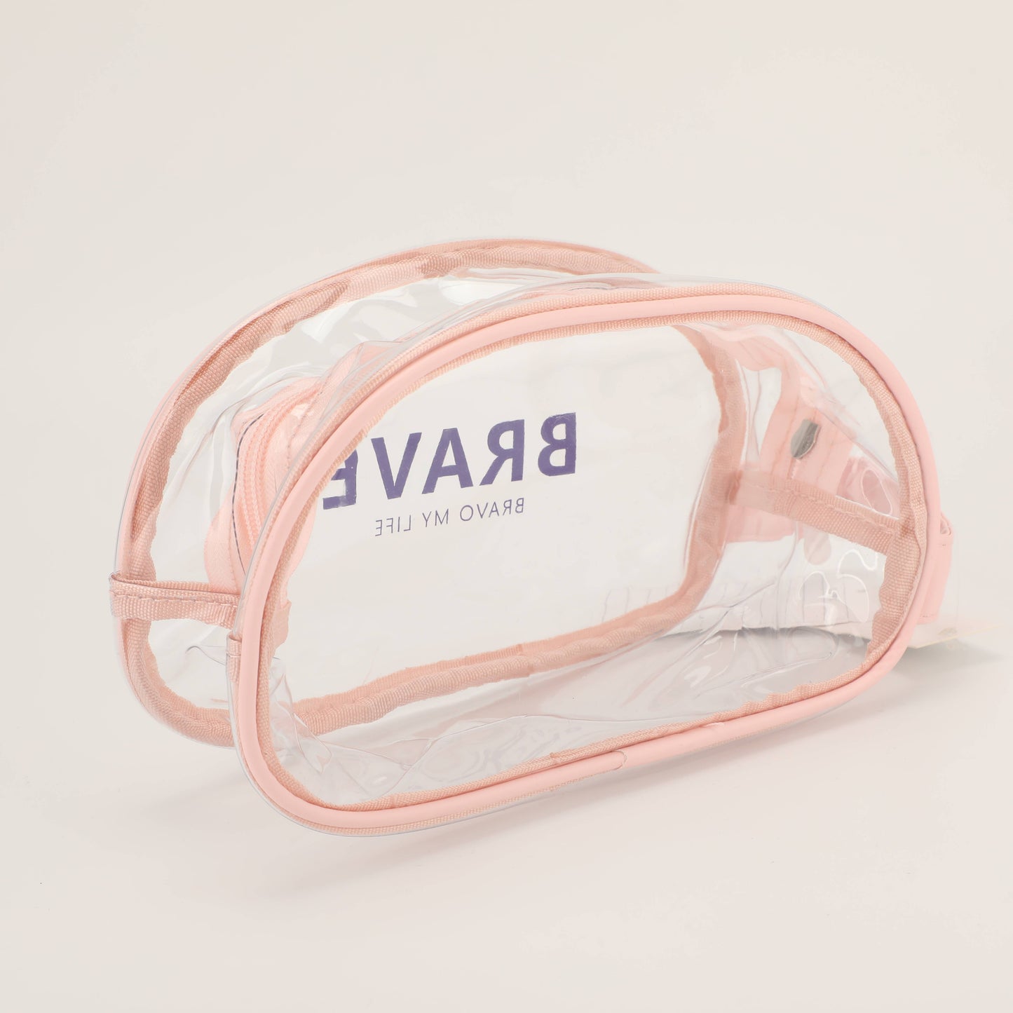 Clear Semicircular Toiletry Bag - Pink
