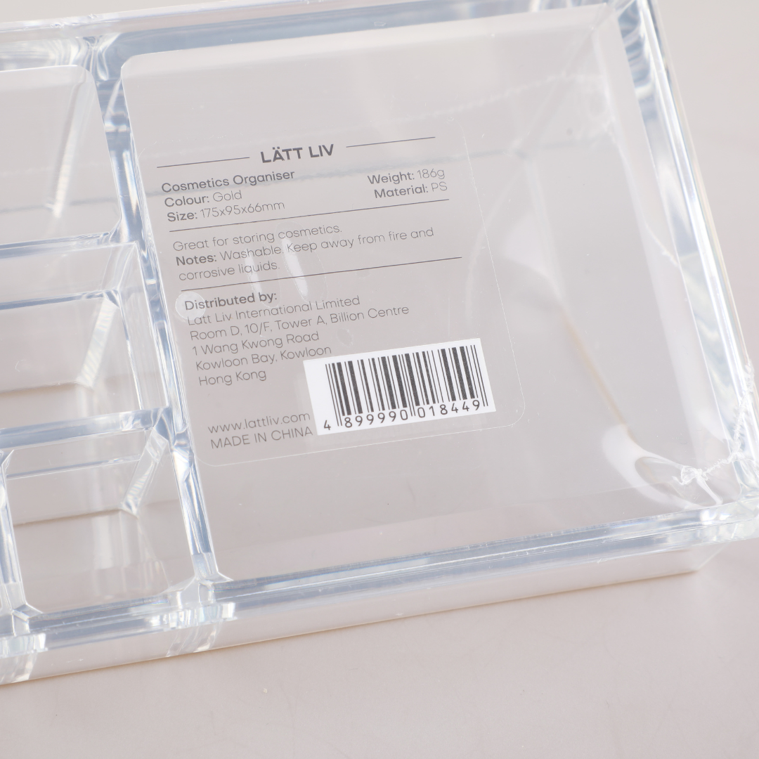 Cosmetics Organiser with Gold Rim