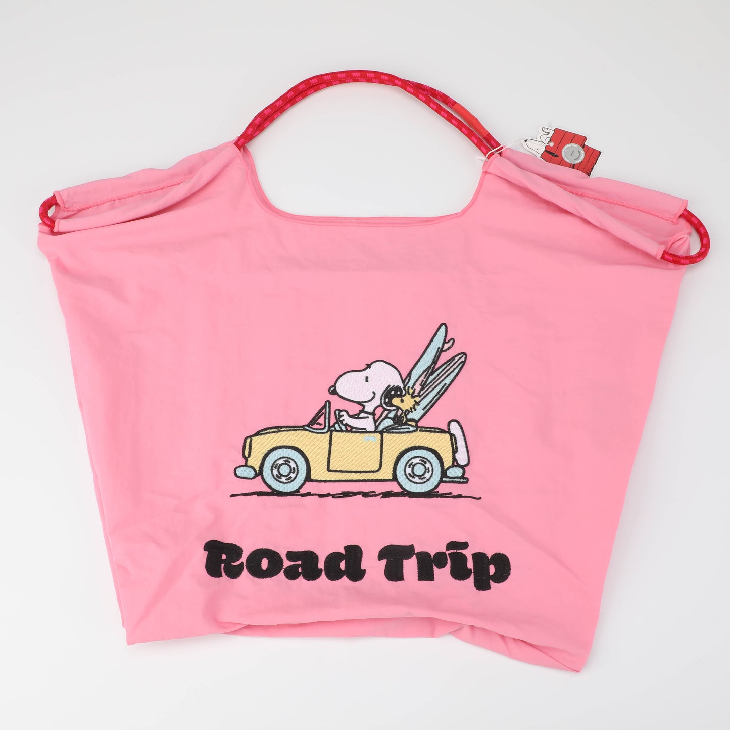 Snoopy Drawstring Portable Foldable Shoulder Bag - Rose Pink