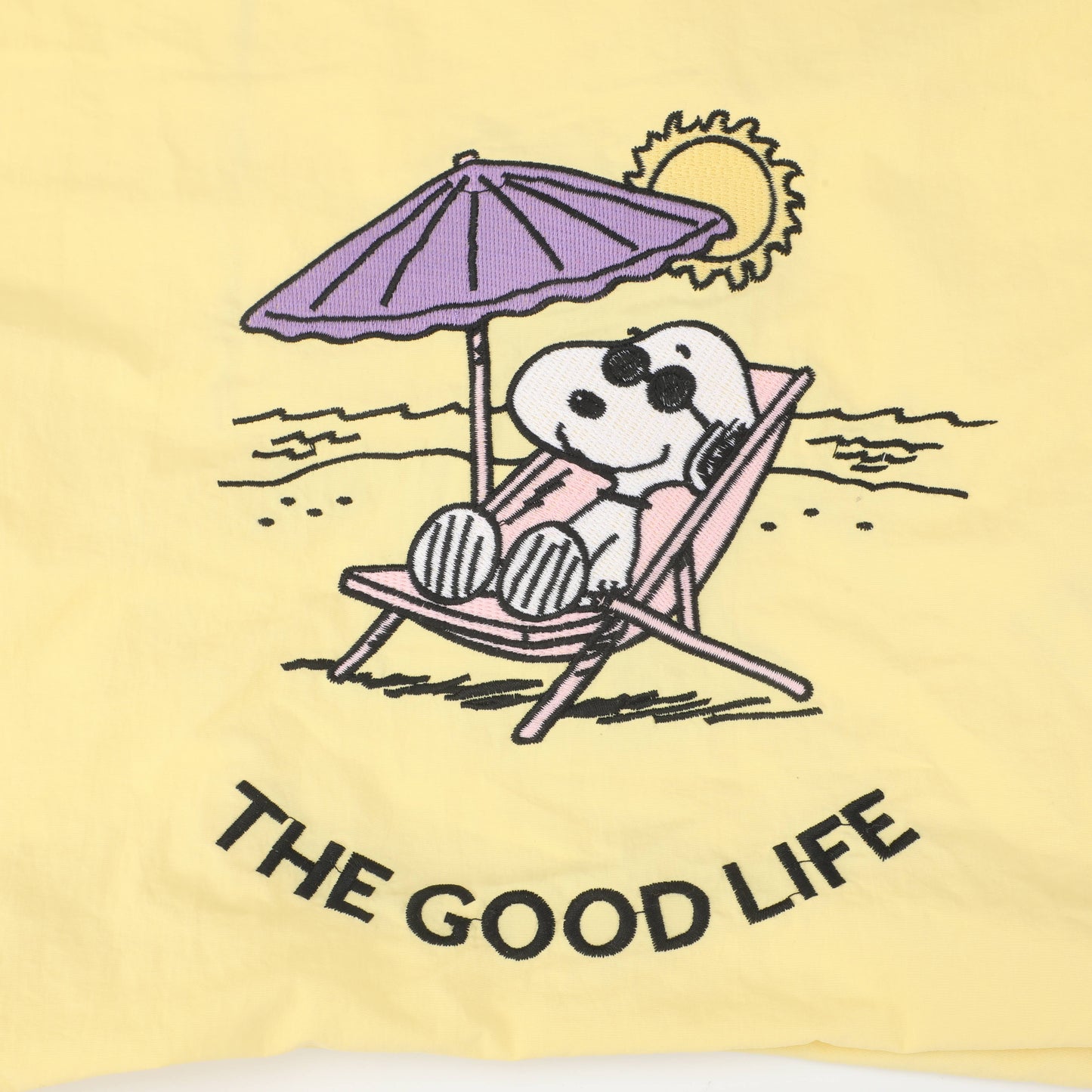 Snoopy Drawstring Portable Foldable Shoulder Bag - Yellow