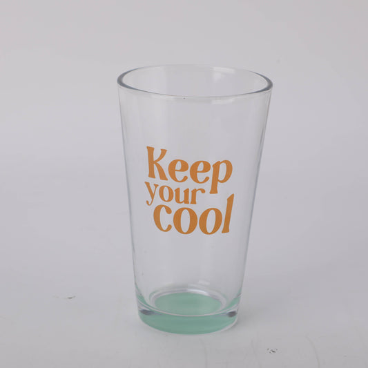 Green Bottom Glass Tumbler with Letters in Orange