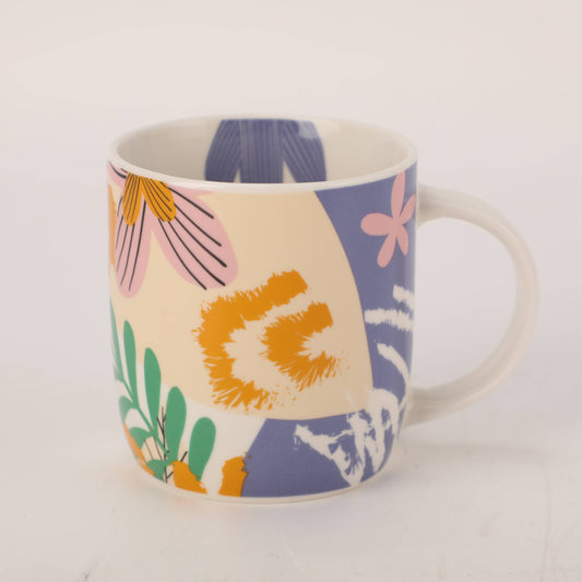 Ceramic Mug with Geometric Flower - Purple
