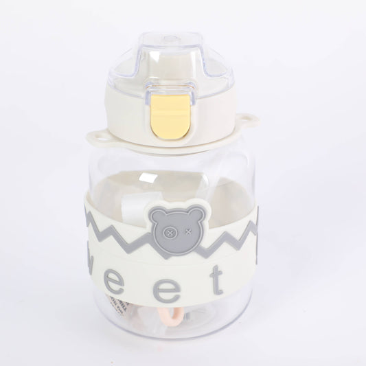 White Strap Water Bottle with Straw