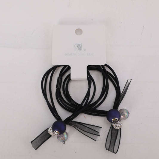 Stylish Crystal & Ball Hair Tie - 3 Pcs