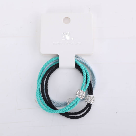 Simple Crystal Bead Hair Tie - 3 Pcs - Style B