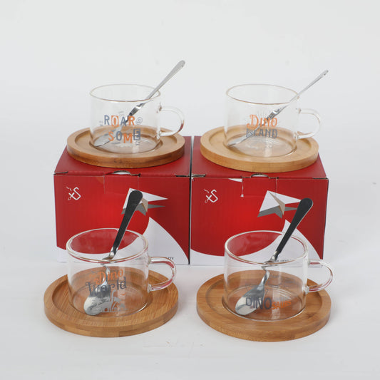 Glass Coffee Cup with Spoon & Saucer