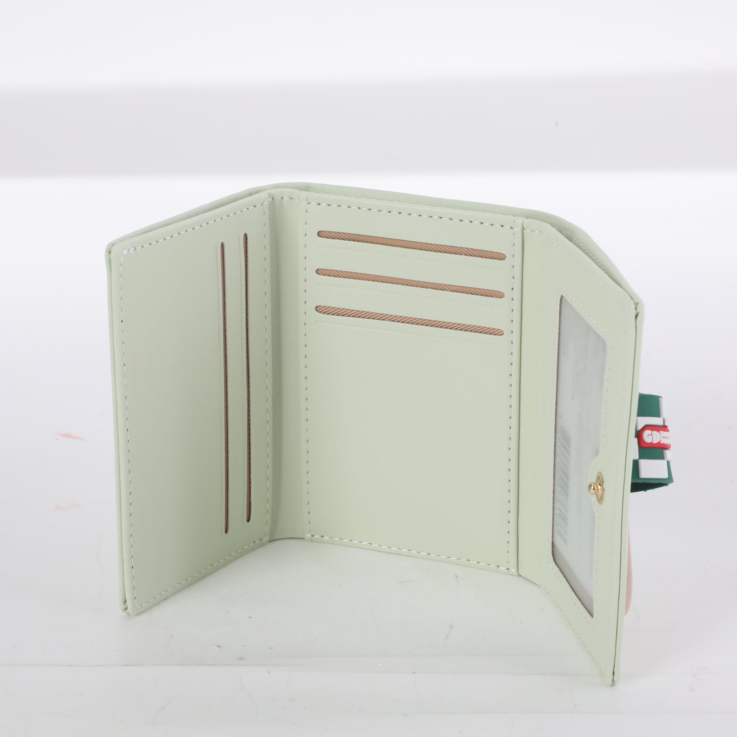 Slide Decor Silk Screen Printing 3-folding Women's Wallet - Green