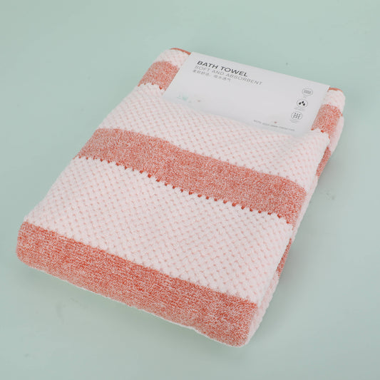 Skin Friendly Pineapple Grain Stripes Bath Towel - Orange
