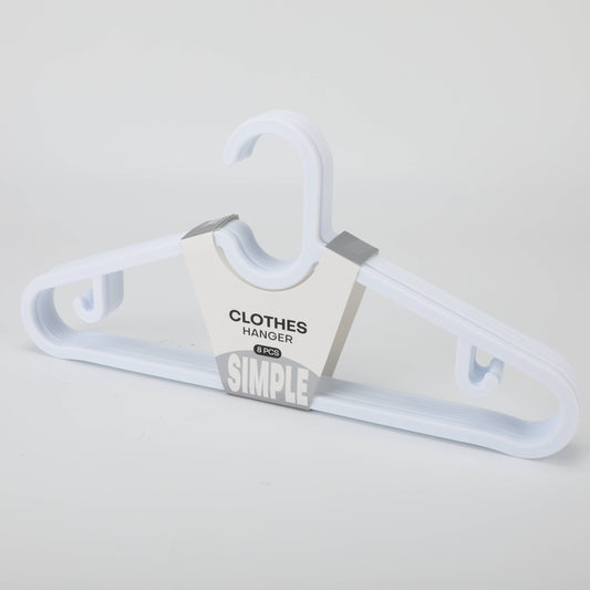Plastic Clothes Hanger - 8 Pcs - White