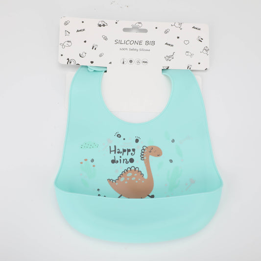 Green Dinosaur Baby Silicone Bib