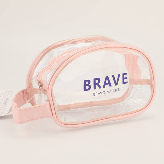 Clear Semicircular Toiletry Bag - Pink
