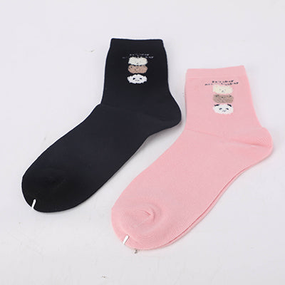 Korean Style Cute Animal Womens Crew Socks - 2 Pairs