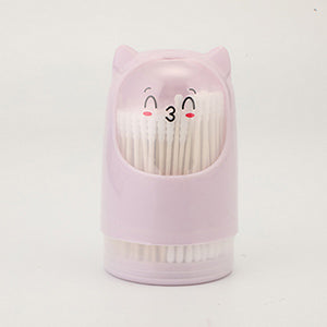 Rotary Cat Box Paper Stick Cotton Swabs - Round & Spiral Tip - 200 Pcs