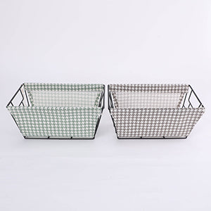 Houndstooth Iron Frame Fabric Storage Basket