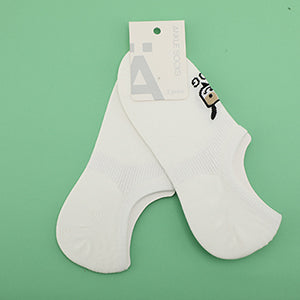 Cartoon Mens Low Cut Socks - 2 Pairs - White