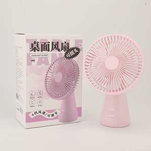 6Rotary Head Table Fan with Light & Hook - Pink