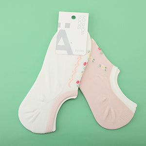 Cherry Blossom Womens Low Cut Socks - 2 Pairs - Pink