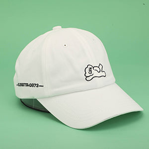 Fun Bear Embroidered Baseball Cap-White