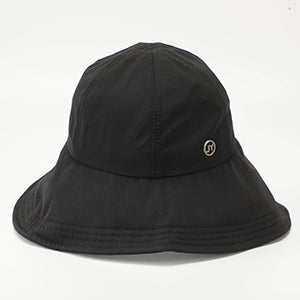 JY round label widened side brim sun hat - black