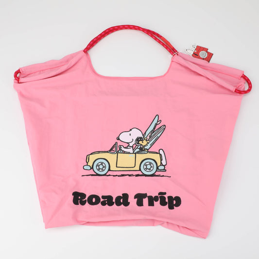 Snoopy Drawstring Portable Foldable Shoulder Bag - Rose Pink