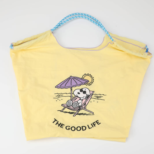 Snoopy Drawstring Portable Foldable Shoulder Bag - Yellow