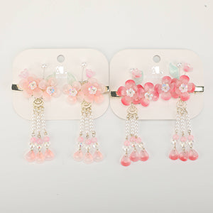 Chinese Style Flowers Childrens Hair Clip - 1 Pair