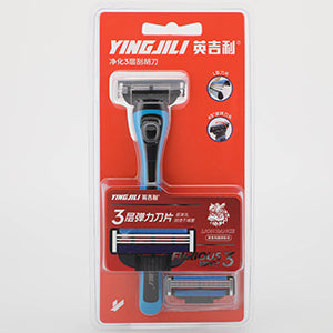 English purifying 3-layer razor (1 handle + 2 heads)