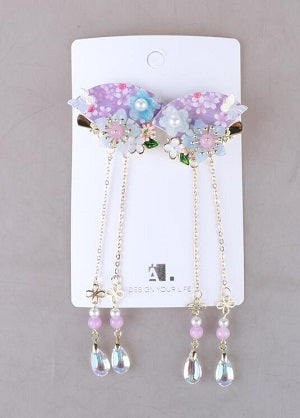 Cute Fan Tassels Pendant Hair Clip Set