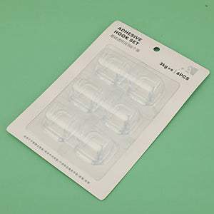 Clear Double-Hook Adhesive Hooks - 6 Count